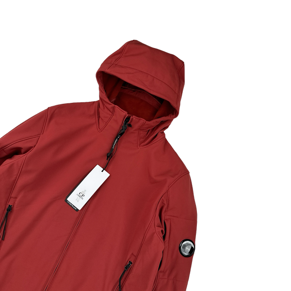 CP Company Red Soft Shell R Fleece Lined Hooded Jacket - Small