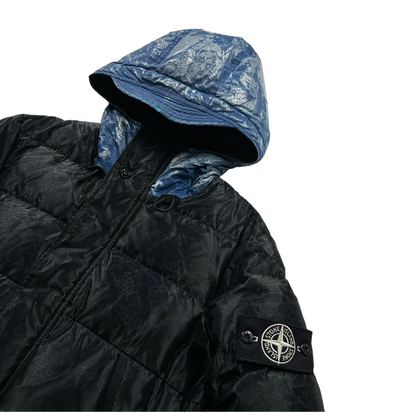 Stone Island Blue Mesh Reflective Down Jacket - Small