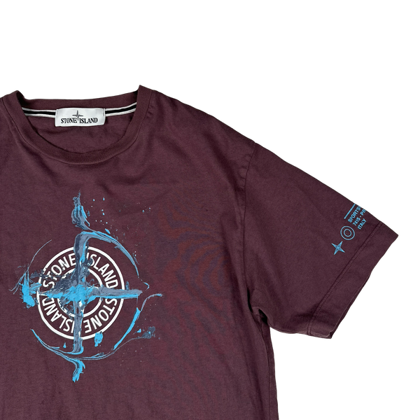 Stone Island 2021 Marron Purple Cotton Graphic T Shirt - Small