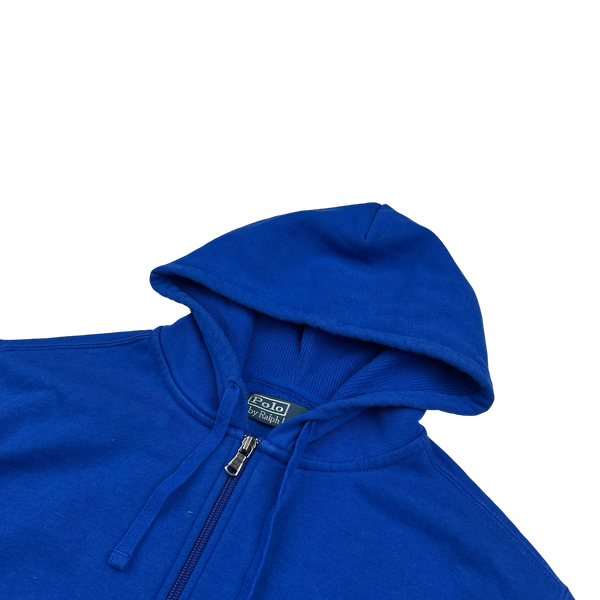Ralph Lauren Blue Cotton Zipped Hoodie - Medium