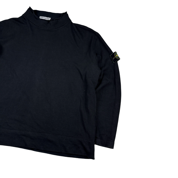 Stone Island 1999 Black Green Edge Vintage Pullover Mock Jumper - XXL