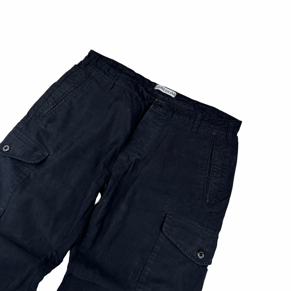 Stone Island 1997 Navy Spellout Cargos Trousers - Large