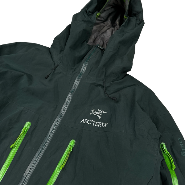 Arcteryx Green Lightweight Gore-tex Pro Zipped Hooded Jacket - Large