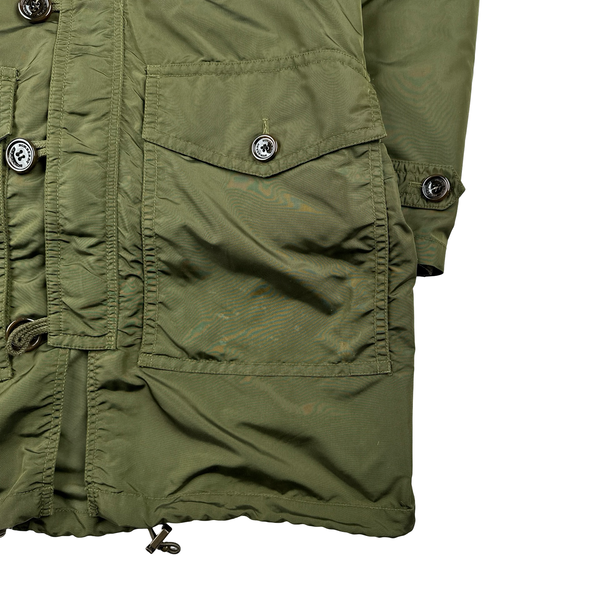 Burberry Green Multi Pocket Quilted Lined Long Jacket - Medium