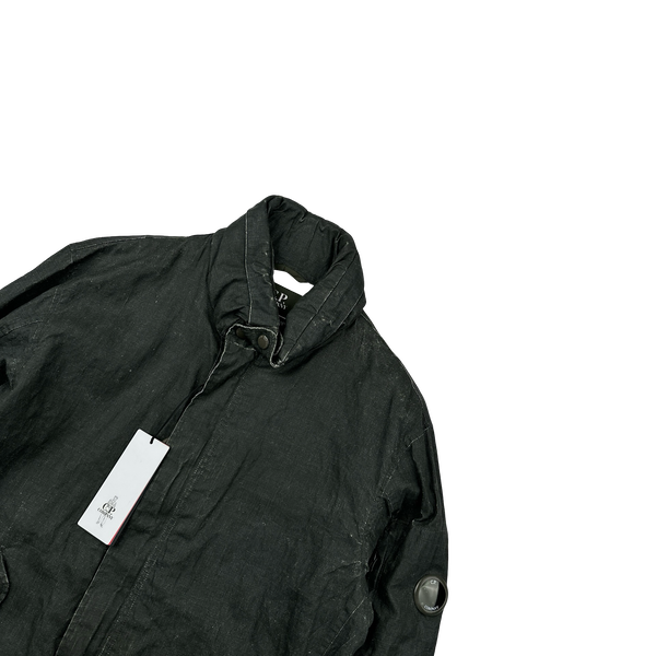 CP Company Khaki Plated Linen Lens Viewer Jacket - Large