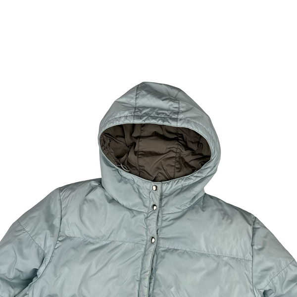 Prada Baby Blue Cuff Tab Zipped Puffer Jacket - Small