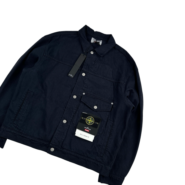 Stone Island x Supreme 2023 Navy Bull Denim TC Jacket - Large