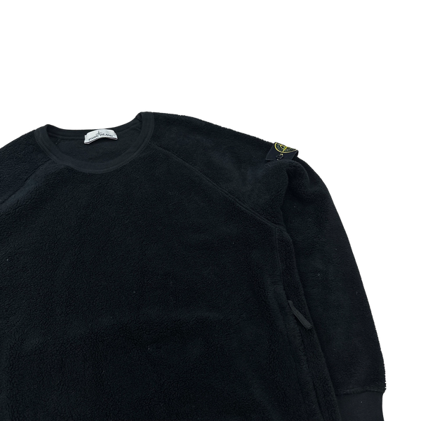 Stone Island 2021 Black Teddy Fleece Crewneck Jumper - Small