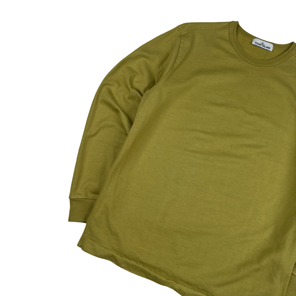 Stone Island 2021 Olive Green Cotton Long Sleeve Jumper - Medium