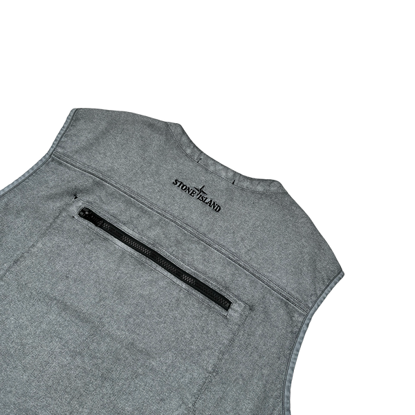 Stone Island 2019 Tela Placcata Spellout Zipped Cargo Gilet - Medium