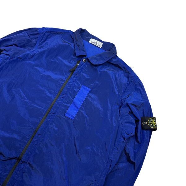 Stone Island 2017 Blue Nylon Metal Shimmer Overshirt - XXL