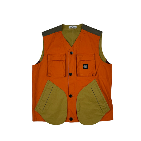 Stone Island 2019 Orange Tela Placcata Bicolore Vest -XXL