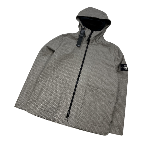 Stone Island 2022 Beige Needle Punched Reflective Balaclava Jacket - Medium