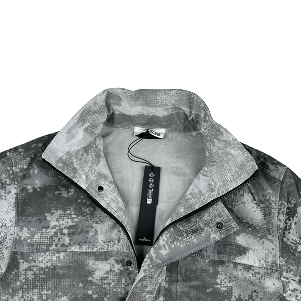 Stone Island 2024 Dissolving Grid Camo Mesh Reflective Nylon Jacket - Medium - Large