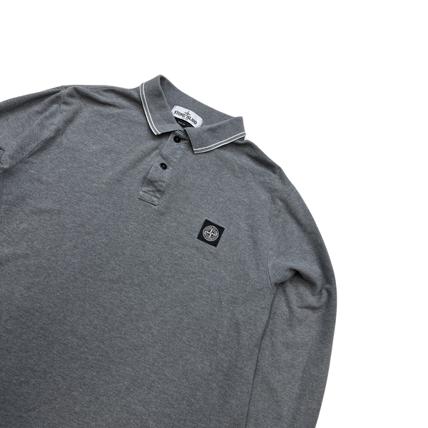 Stone Island Grey Cotton Long Sleeve Polo Shirt - XXL