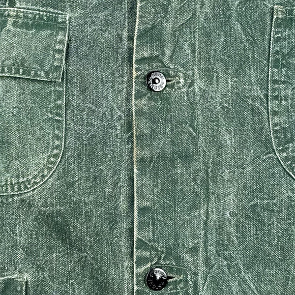 Stone Island 1986 Pigment Cotton Vintage Green Washed Multi Pocket Denim Chore Jacket - XL