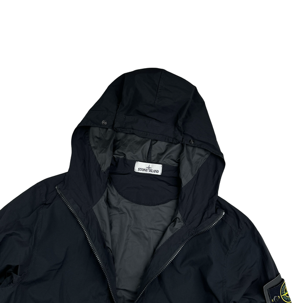 Stone Island 2020 Black Skin Touch Nylon Hooded Jacket - Small