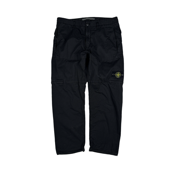 Stone Island 2023 RE Black Cotton Cargo Trousers - 36"