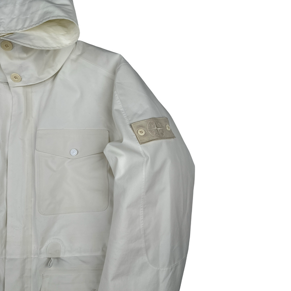Stone Island 2017 Waterproof Down Lined White Ghost Tank Shield Jacket - Large