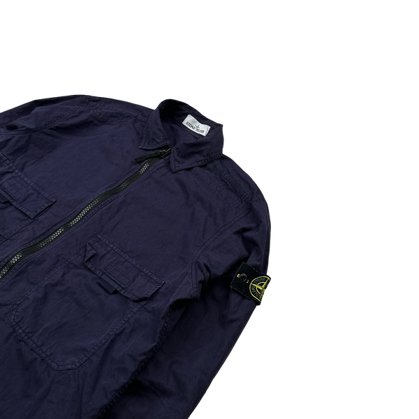 Stone Island 2018 Purple Cotton Zipped Overshirt - Medium