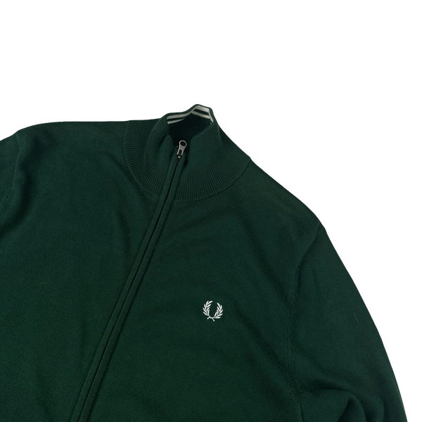 Fred Perry Green Zipped High Neck Knit - Large