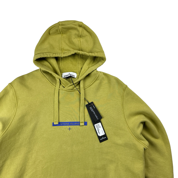 Stone Island 2021 Green Spellout Pullover Hoodie - Large