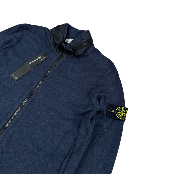 Stone Island 2017 Navy Marl Knit Zipped Jumper - Small