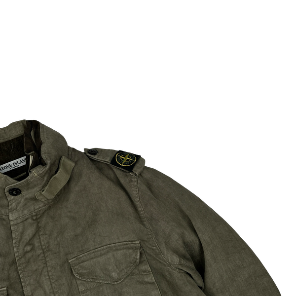 Stone Island 2005 Tan Shoulder Badge Lino Flax Dutch Rope Jacket - Large