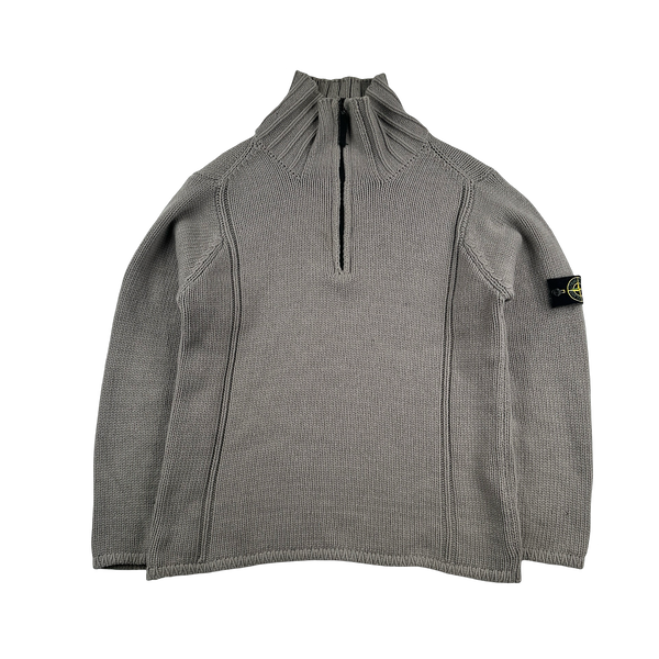 Stone Island AW2000 Heather Grey Vintage High Neck Jumper - Large