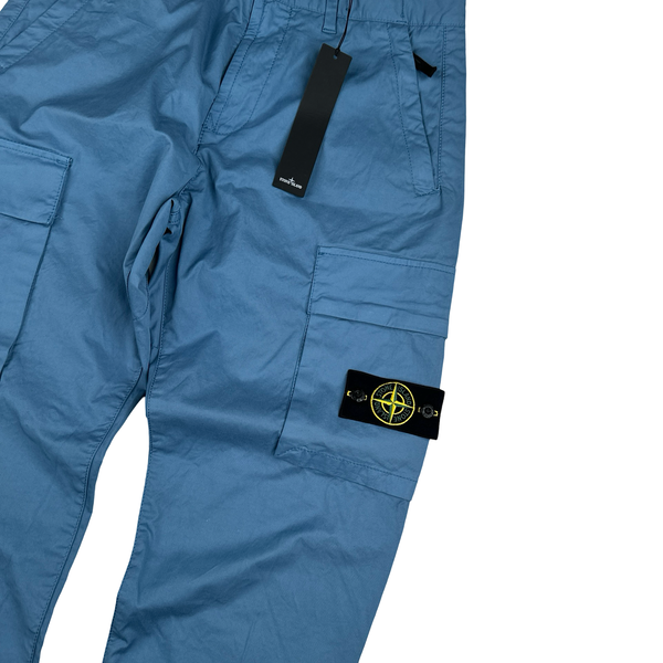 Stone Island 2022 Blue RE-T Cotton Cargo Trousers - Small