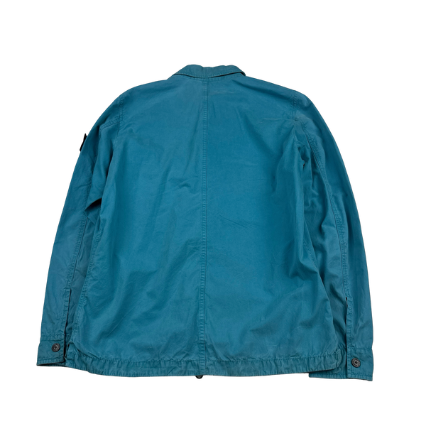 Stone Island 2020 Blue Zipped Cotton Overshirt - Small