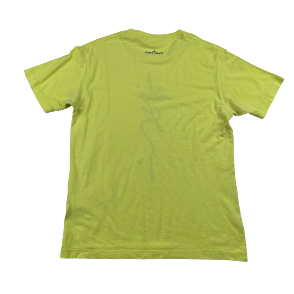 Stone Island 2022 Neon Cotton Compass Graphic T Shirt - Medium