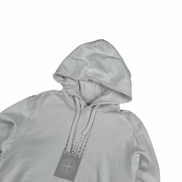 Stone Island 2017 White Spellout Pullover Cotton Hoodie - Medium