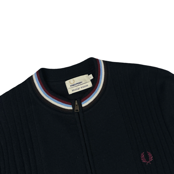 Fred Perry Bradley Wiggins Navy Zipped Knit Bomber - Large