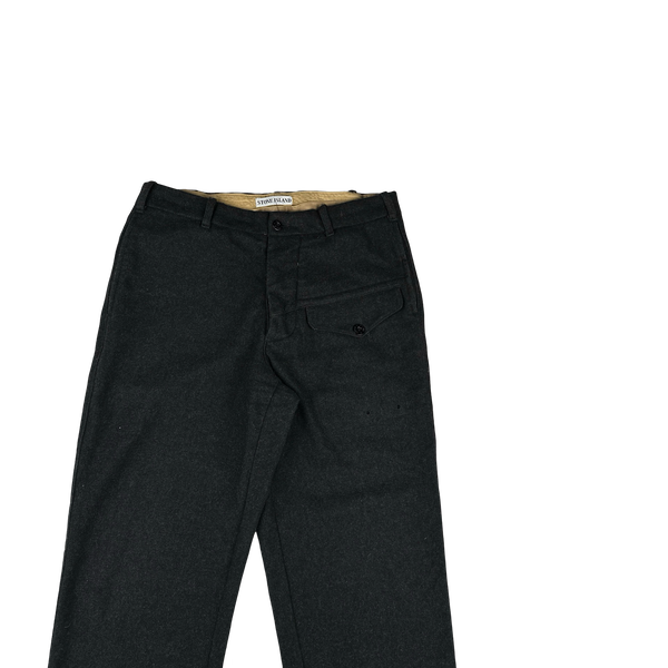Stone Island 1999 Charcoal Vintage Wool Cargo Trousers - 34"