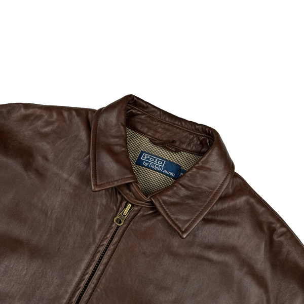 Ralph Lauren Brown Heavyweight Leather Jacket - Medium