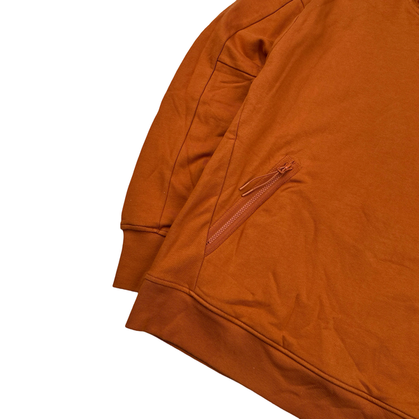 CP Company Orange Cotton Goggle Pullover Hoodie - Large