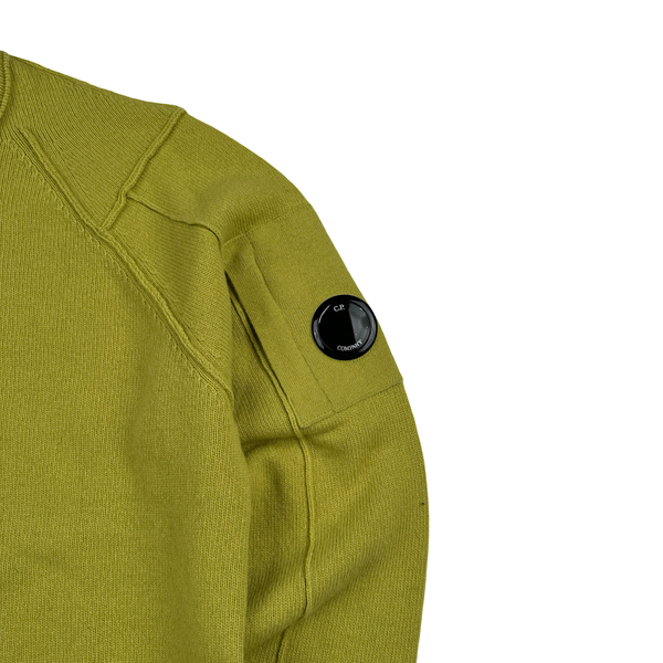 CP Company Olive Wool Lens View Crewneck Jumper - Medium