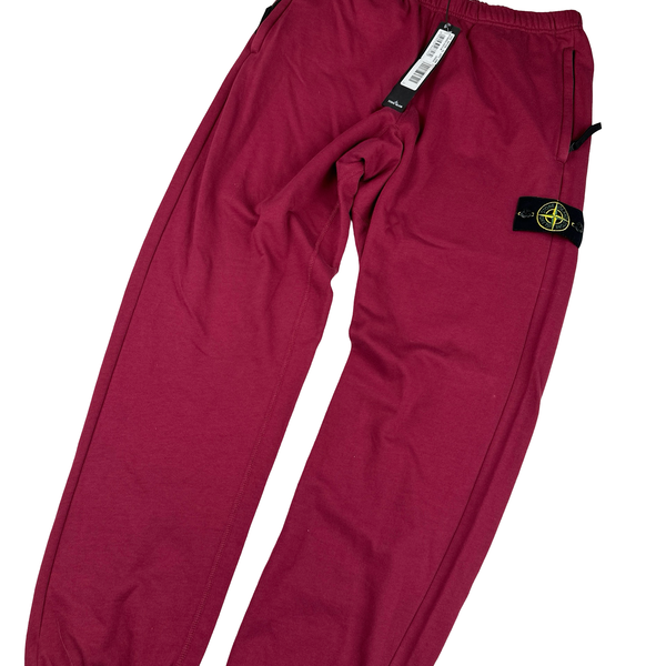 Stone Island 2018 Bordeaux Red Reflective Panel Cotton Joggers - Medium