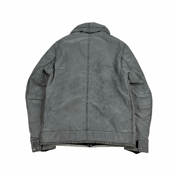 Stone Island Silver Liquid Reflective Fleece Lined Jacket - Large