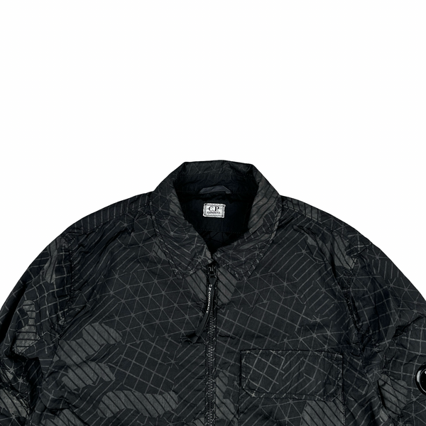 CP Company Black Grey Camo Net Overshirt Jacket - Large