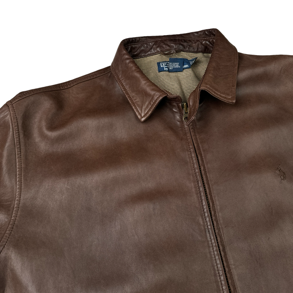 Ralph Lauren Brown Heavyweight Leather Jacket - XXL