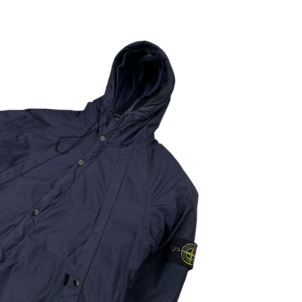 Stone Island Vintage 2003 Navy Quilted Nylon Hooded Jacket - Medium