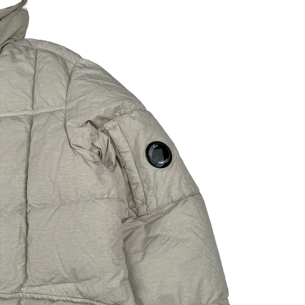 CP Company Sandstone Flatt Nylon Down Filled Lens Viewer Puffer Jacket - Medium, Large