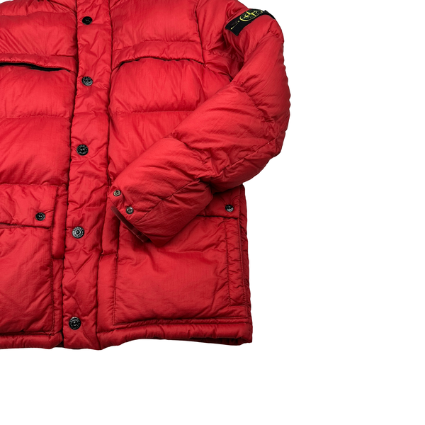 Stone Island 2012 Red Micro Rip Stop Opaque Nylon Tela Jacket - Large