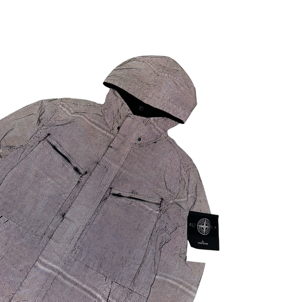 Stone Island 2016 Black Silver Pixel Reflective Hooded Jacket - Large