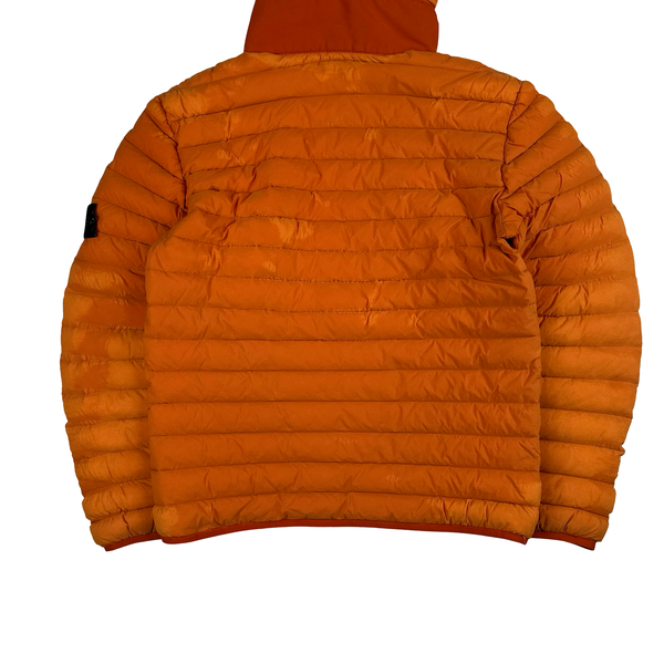 Stone Island 2019 Orange Loom Woven Down Puffer Jacket - Large