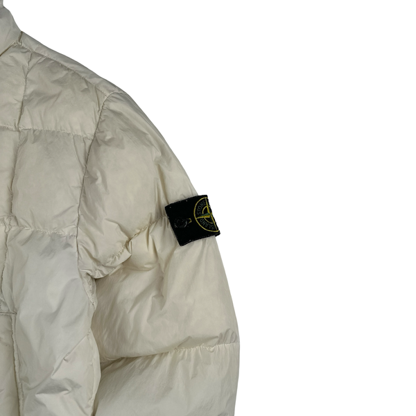 Stone Island 2018 White Garment Dyed Crinkle Reps Puffer Jacket - Small