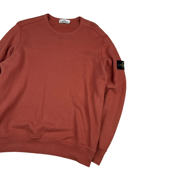 Stone Island 2019 Orange Cotton Crewneck - Large
