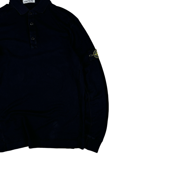 Stone Island 2020 Black Cotton Long Sleeve Polo Shirt - XL